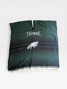 Philadelphia Eagles Mexican Style Zarape Poncho with Fringed Hem
